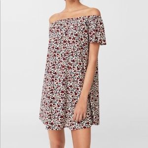 Mango Off-Shoulder Floral Mini Dress - Red and White